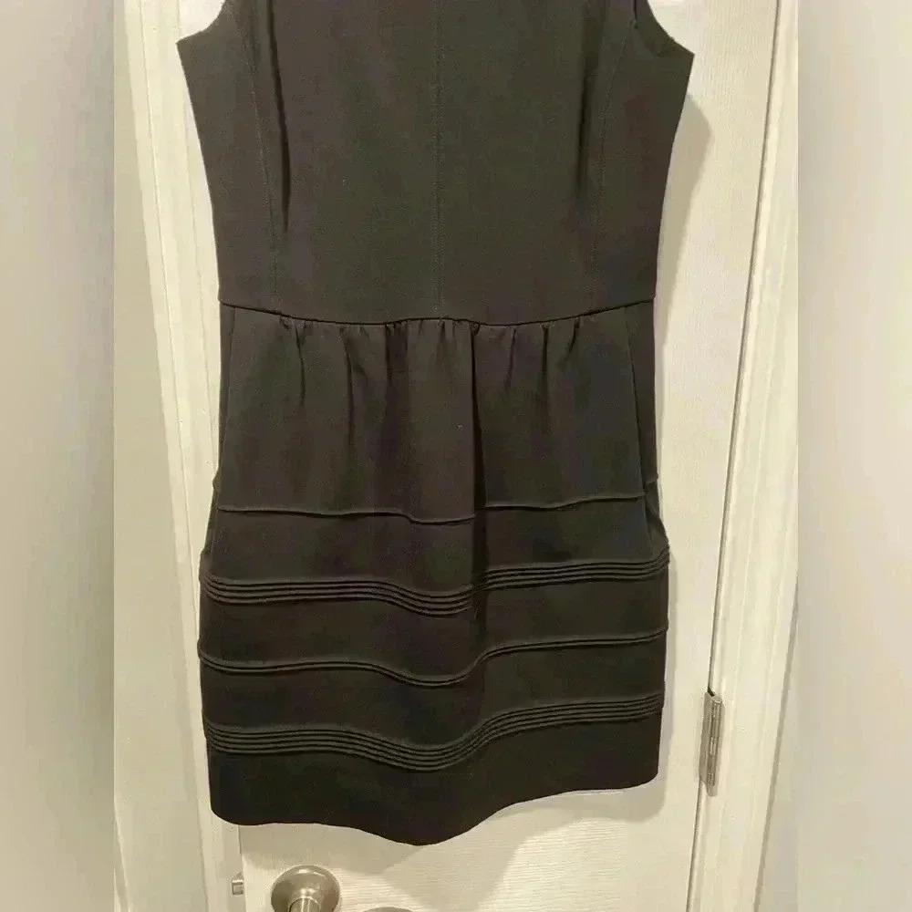 Madewell Stretchy Black Ribbed Mini Tank Dress Zip Back Bodycon Scuba Size Small - Picture 2 of 14